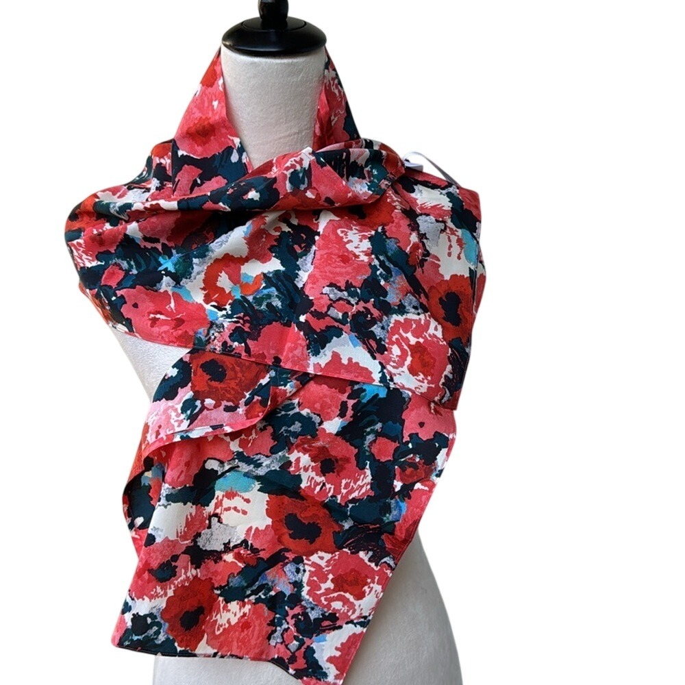 KENZO. NWT. Silk/Cotton Blend. Multi, Red/Black Scarf. Use as Face Mask